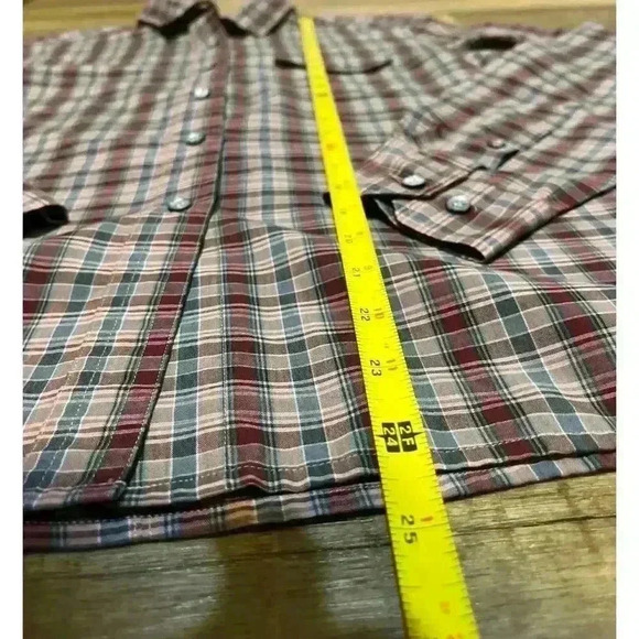 Vintage 1970s Levi Strauss Plaid Button Front Shirt. Women’s Size 12 Pink Blue - Picture 9 of 10